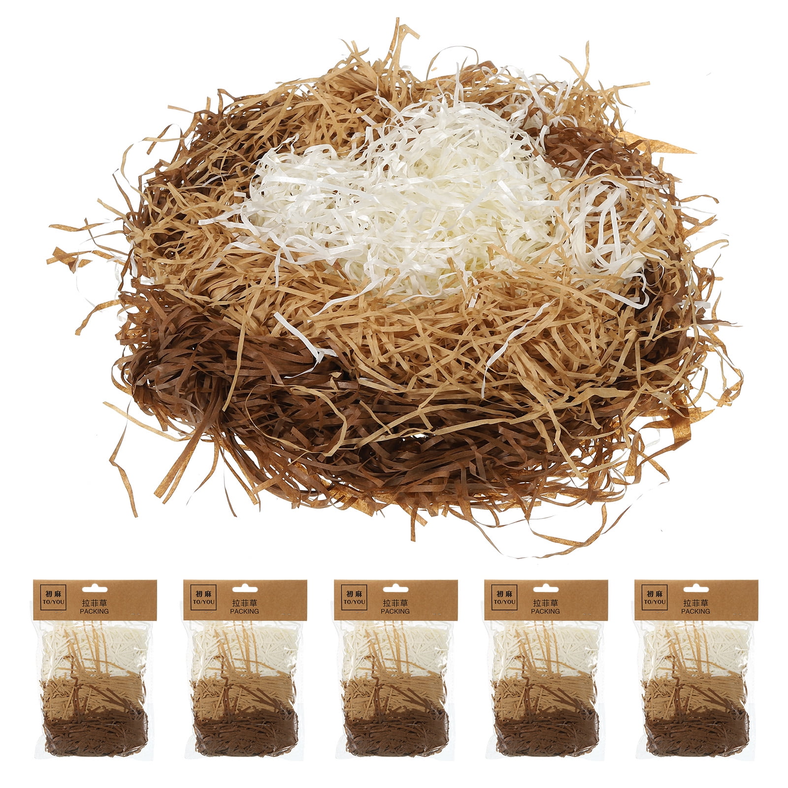 Uxcell Easter Grass Basket Filler Grass 3 Color (Cream,Khaki,Brown