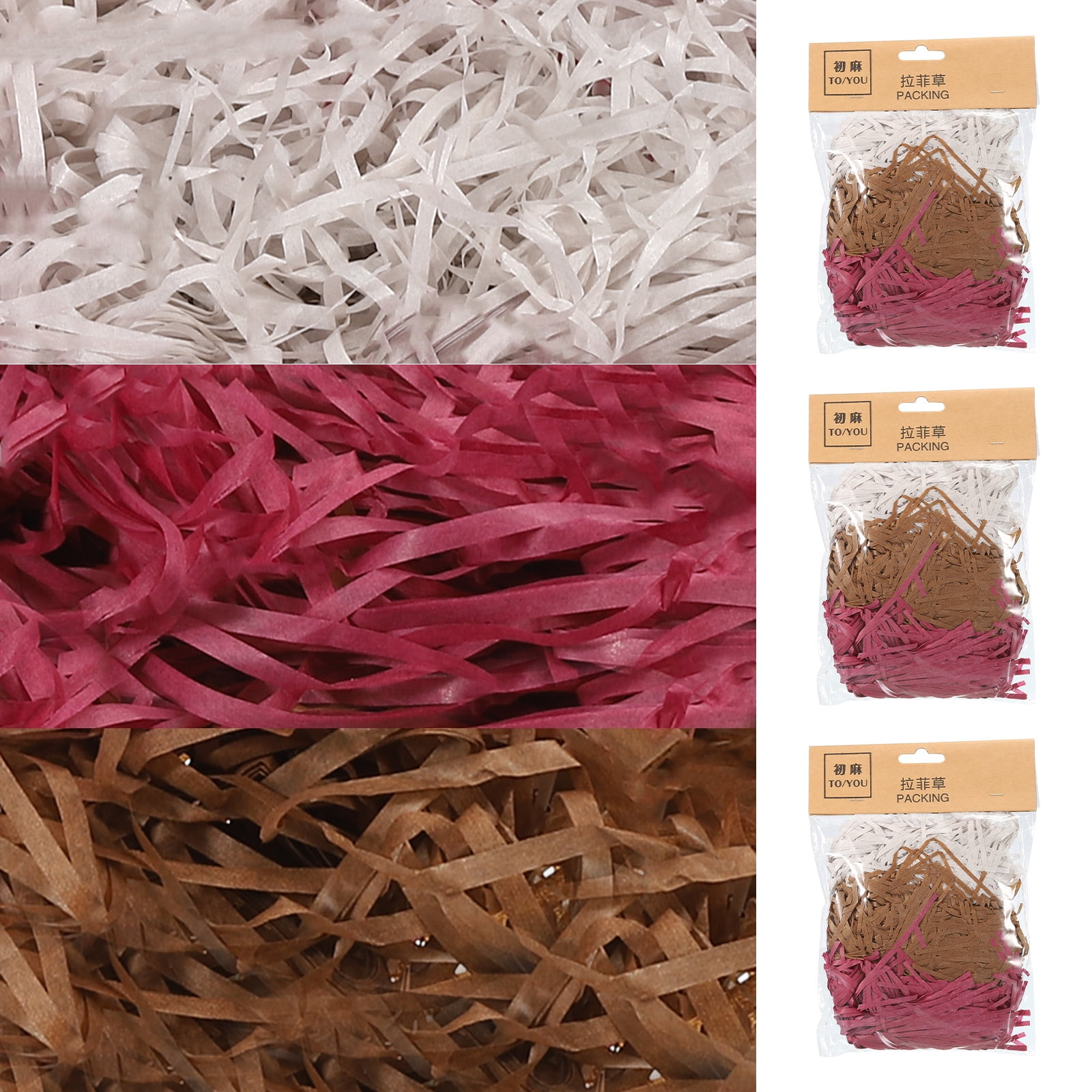 Uxcell Easter Grass Basket Filler Grass 3 Color (Gray,Brown,Burgundy