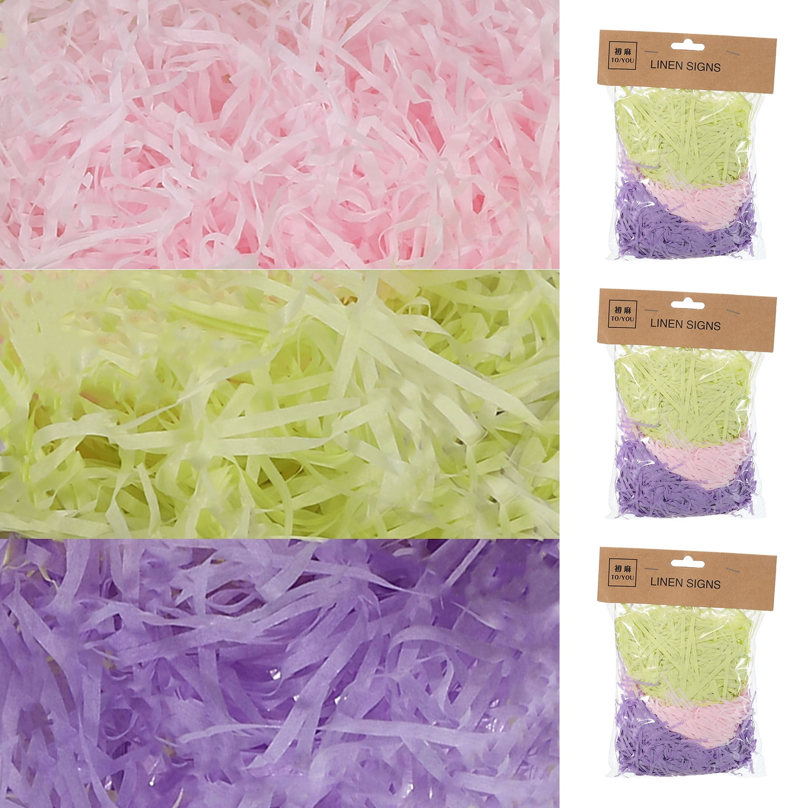 Uxcell Easter Grass Basket Filler Grass 3 Color (Green,Pink,Purple