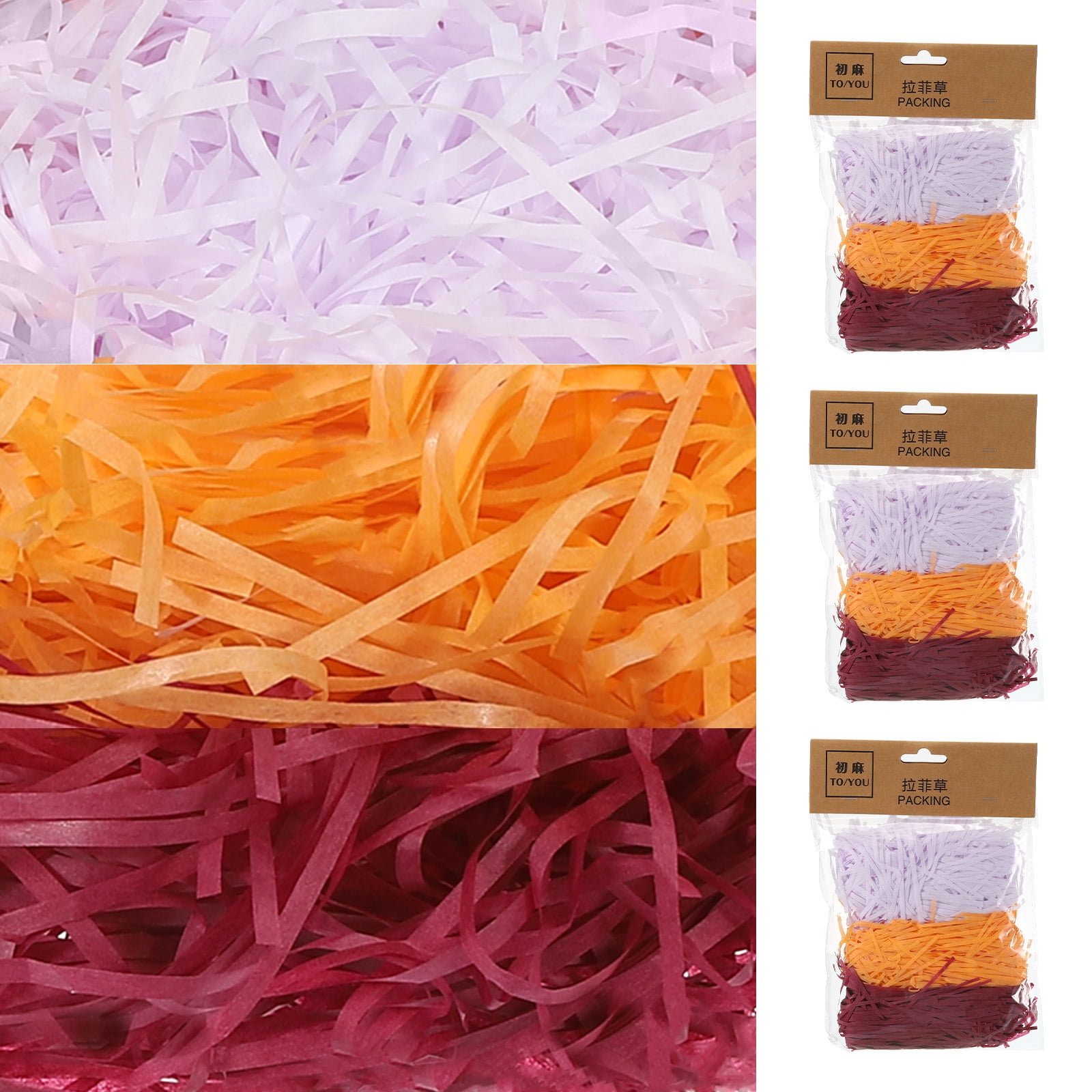 Uxcell Easter Grass Basket Filler Grass 3 Color(Purple,Orange,Burgundy
