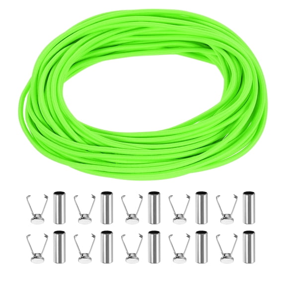 Uxcell Elastic Band Cord, 1/8 Inch x 98 ft Colored Round Elastic String with Cord End Caps, Polyester Stretch Beading Elastic Cord for Drawstring, Bracelets, Sewing, Notebook, Light Green