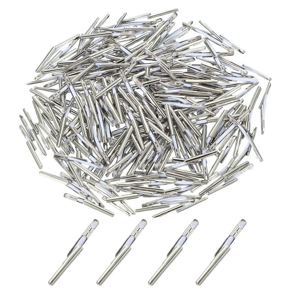 Uxcell Elastic Barbed Cord 1 Inch / 27mm, 200 Pcs 2mm Loop Stretch Round String with Metal Barb Fasteners for Hats Masks Menus Crafting Book, White