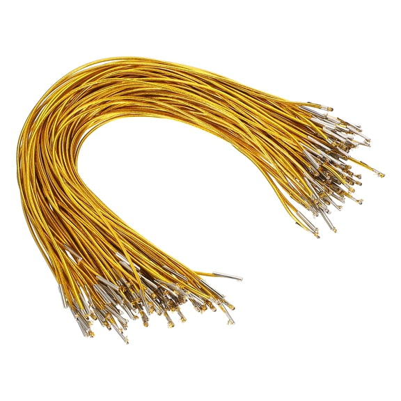 Uxcell Elastic Barbed Cord 12.7 Inch / 325 mm, 2mm Loop Stretch Round String with Metal Barb Fasteners Gold 100 Pcs