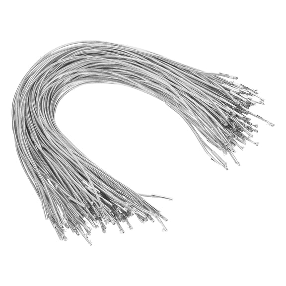 Uxcell Elastic Barbed Cord 12.7 Inch / 325 mm, 2mm Loop Stretch Round String with Metal Barb Fasteners Silver 100 Pcs