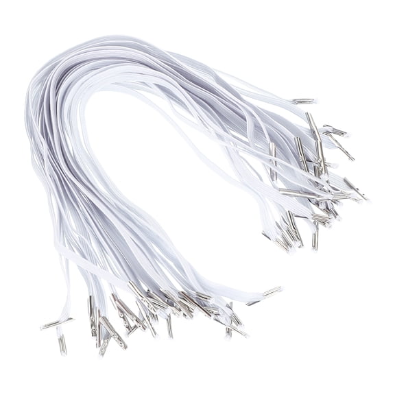 Uxcell Elastic Barbed Cord 12.7 Inch / 325 mm, 6mm Loop Stretch Flat String with Metal Barb Fasteners White 100 Pcs
