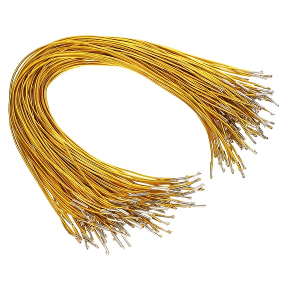 Uxcell Elastic Barbed Cord 17.7 Inch / 450 mm, 2mm Loop Stretch Round String with Metal Barb Fasteners Gold 100 Pcs