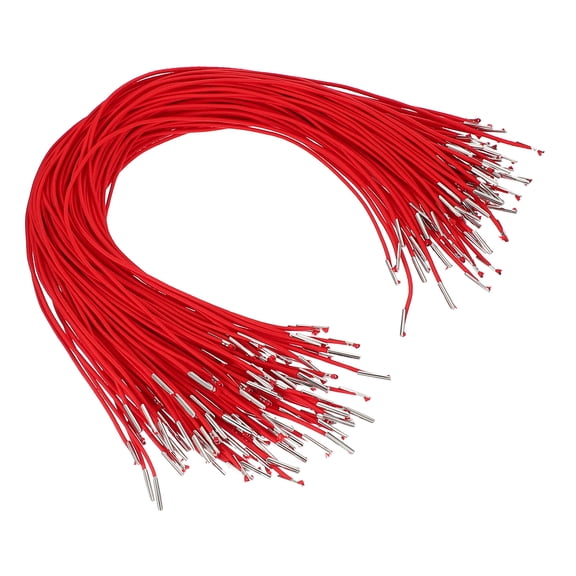Uxcell Elastic Barbed Cord 17.7 Inch / 450 mm, 2mm Loop Stretch Round String with Metal Barb Fasteners Red 100 Pcs