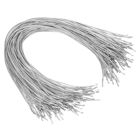 Uxcell Elastic Barbed Cord 17.7 Inch / 450 mm, 2mm Loop Stretch Round String with Metal Barb Fasteners Silver 100 Pcs