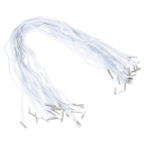 Uxcell Elastic Barbed Cord 19.6 Inch / 500 mm, 6mm Loop Stretch Flat String with Metal Barb Fasteners White 50 Pcs