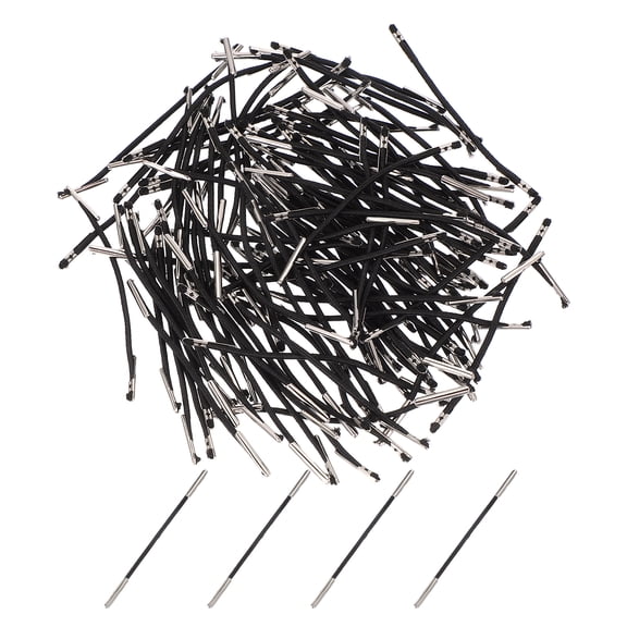 Uxcell Elastic Barbed Cord 3 Inch / 77mm, 200 Pcs 2mm Loop Stretch Round String with Metal Barb Fasteners for Hats Masks Menus Crafting Book, Black