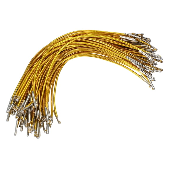 Uxcell Elastic Barbed Cord 6.4 Inch / 165 mm, 2mm Loop Stretch Round String with Metal Barb Fasteners Gold 100 Pcs