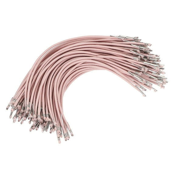 Uxcell Elastic Barbed Cord 6.4 Inch / 165 mm, 2mm Loop Stretch Round String with Metal Barb Fasteners Rose Gold 100 Pcs