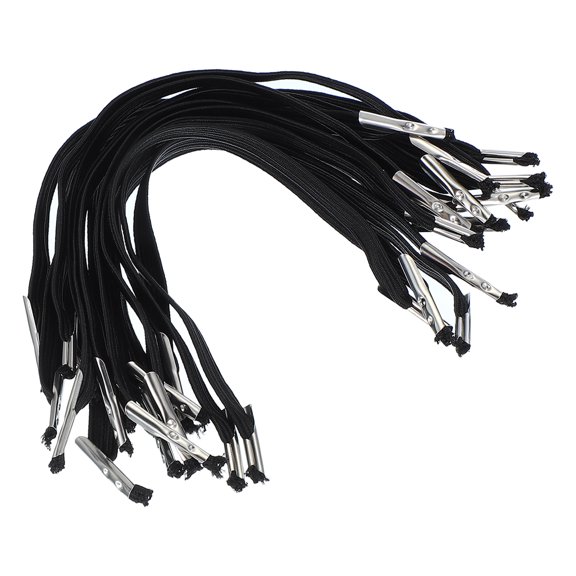 Uxcell Elastic Barbed Cord 6.4 Inch / 165 mm, 6mm Loop Stretch Flat String with Metal Barb Fasteners Black 50 Pcs