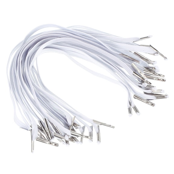 Uxcell Elastic Barbed Cord 8.8 Inch / 225 mm, 6mm Loop Stretch Flat String with Metal Barb Fasteners White 50 Pcs