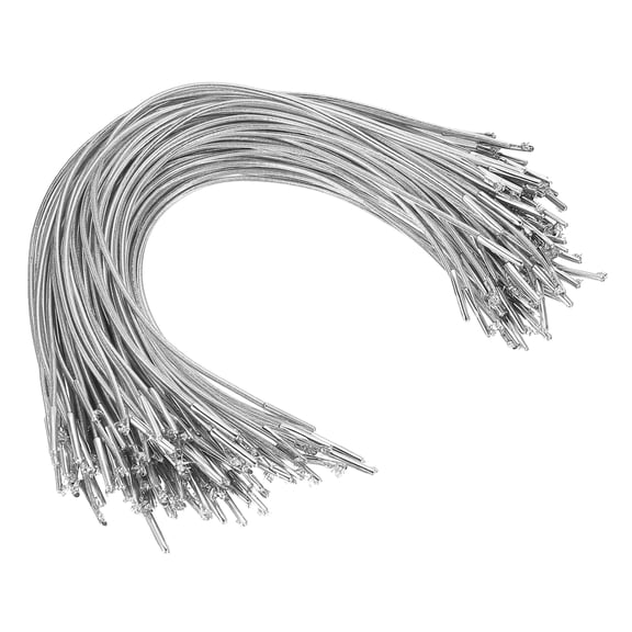 Uxcell Elastic Barbed Cord 9.8 Inch / 250 mm, 2mm Loop Stretch Round String with Metal Barb Fasteners Silver 100 Pcs