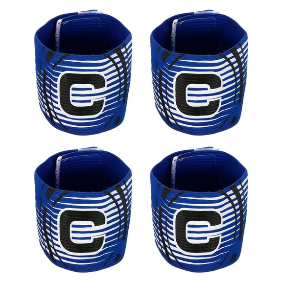 Uxcell Elastic Captain's Armband Letter C Soccer Team Training Arm Band Blue 4 Pack