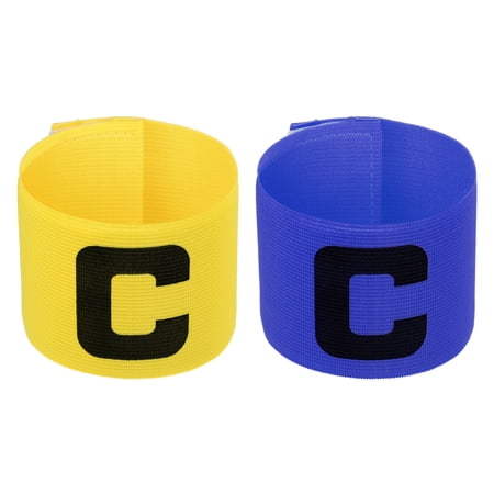 Uxcell Elastic Captain's Armband Soccer Team Training Arm Band Yellow Blue 2 in 1 Set