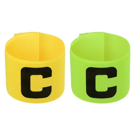 Uxcell Elastic Captain's Armband Soccer Team Training Arm Band Yellow Green 2 in 1 Set