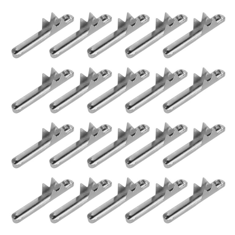 Uxcell Elastic Cord Crimp Ends Stainless Steel Elastic Barbed Cord Fastener for Binding Hanging DIY Silver Tone 100 Pcs