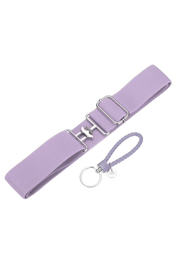 Elastic Equestrian Belt,2 Inch Adjustable Horse Riding Belt with Bit Buckle and Leather Key Strap & 1Set & Purple - Fitting for (Horseback Riding Equestrian Sports)