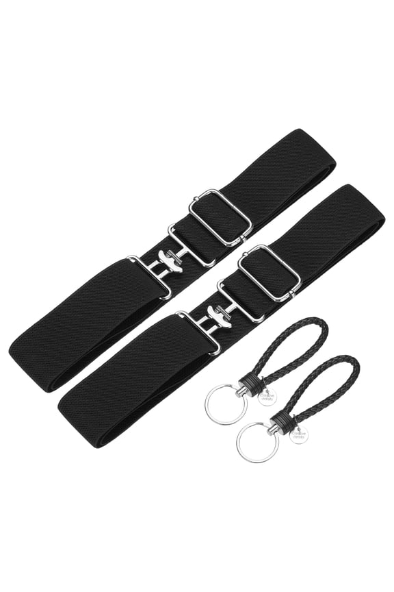 Elastic Equestrian Belt,2 Inch Adjustable Horse Riding Belt with Bit Buckle and Leather Key Strap & 2Set & Black - Fitting for (Horseback Riding Equestrian Sports)