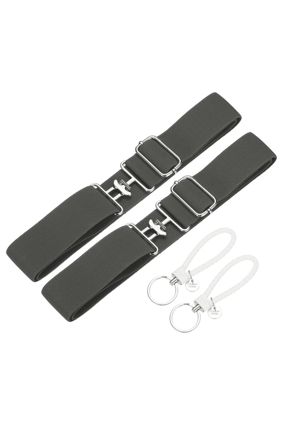 Elastic Equestrian Belt,2 Inch Adjustable Horse Riding Belt with Bit Buckle and Leather Key Strap & 2Set & Gray - Fitting for (Horseback Riding Equestrian Sports)