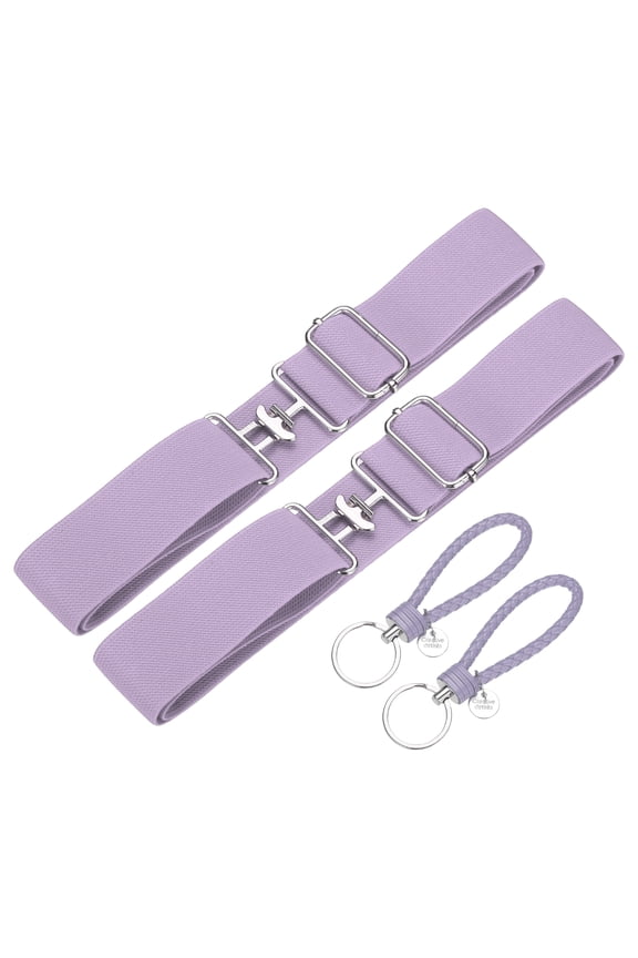 Elastic Equestrian Belt,2 Inch Adjustable Horse Riding Belt with Bit Buckle and Leather Key Strap & 2Set & Purple - Fitting for (Horseback Riding Equestrian Sports)