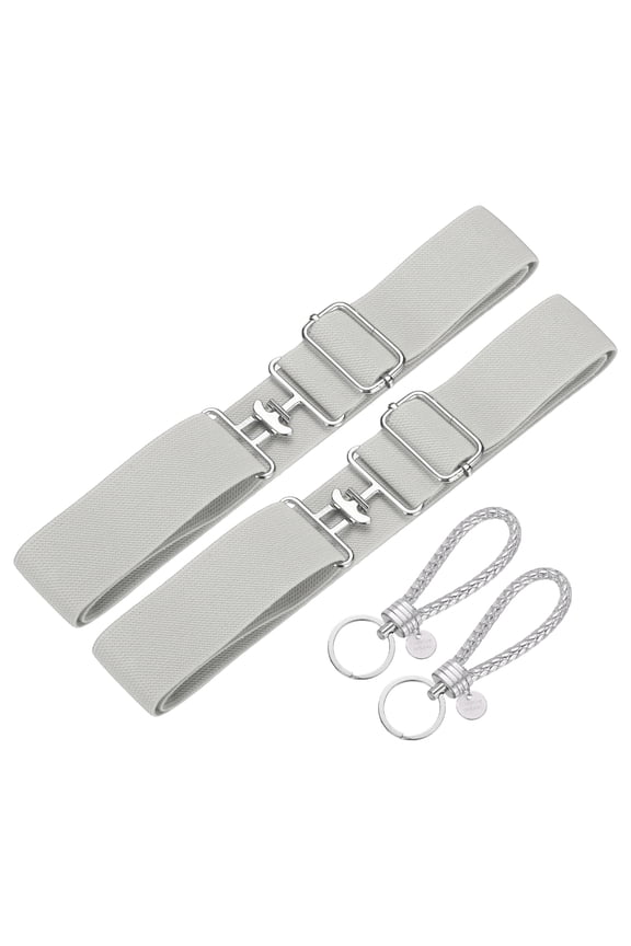 Elastic Equestrian Belt,2 Inch Adjustable Horse Riding Belt with Bit Buckle and Leather Key Strap & 2Set & Silver - Fitting for (Horseback Riding Equestrian Sports)