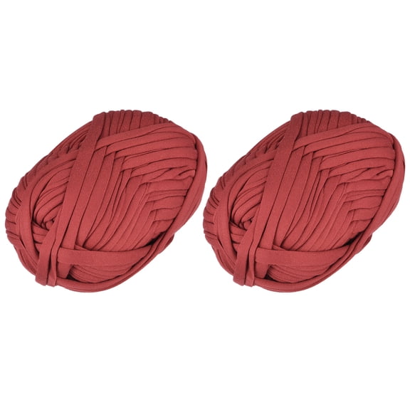 Uxcell Elastic Fabric Cloth Yarn 7oz/ 200g T Shirt Crochet Yarns for DIY Bag Carpet Cushion 2 Rolls Dark Red
