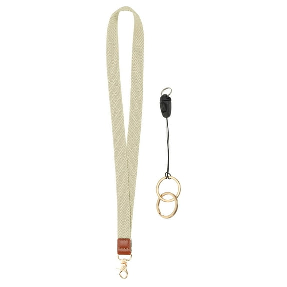 Uxcell Elastic Lanyard for Keys, Cute Keychain Neck Lanyard for Women Men Teacher Long Keychain Braid Strap for ID Badge Wallet Phone Card Business Office, Beige
