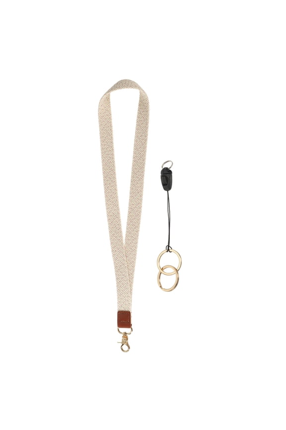 Elastic Lanyard for Keys, Cute Keychain Neck Lanyard for Women Men Teacher Long Keychain Braid Strap for ID Badge Wallet Phone Card Business Office, Colored White