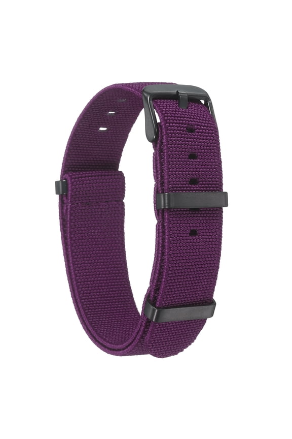Elastic Nylon Watch Band 18mm One-Piece French Watch Strap Waterproof Replacement Wristwatch Strap with Black Buckle for Men Women, Purple