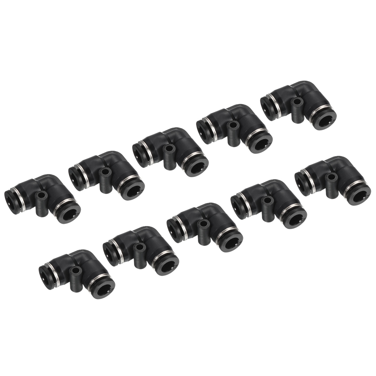 Uxcell Elbow 1/4" Push to Connect Pneumatic Air Line Fitting, Black 10 Pack
