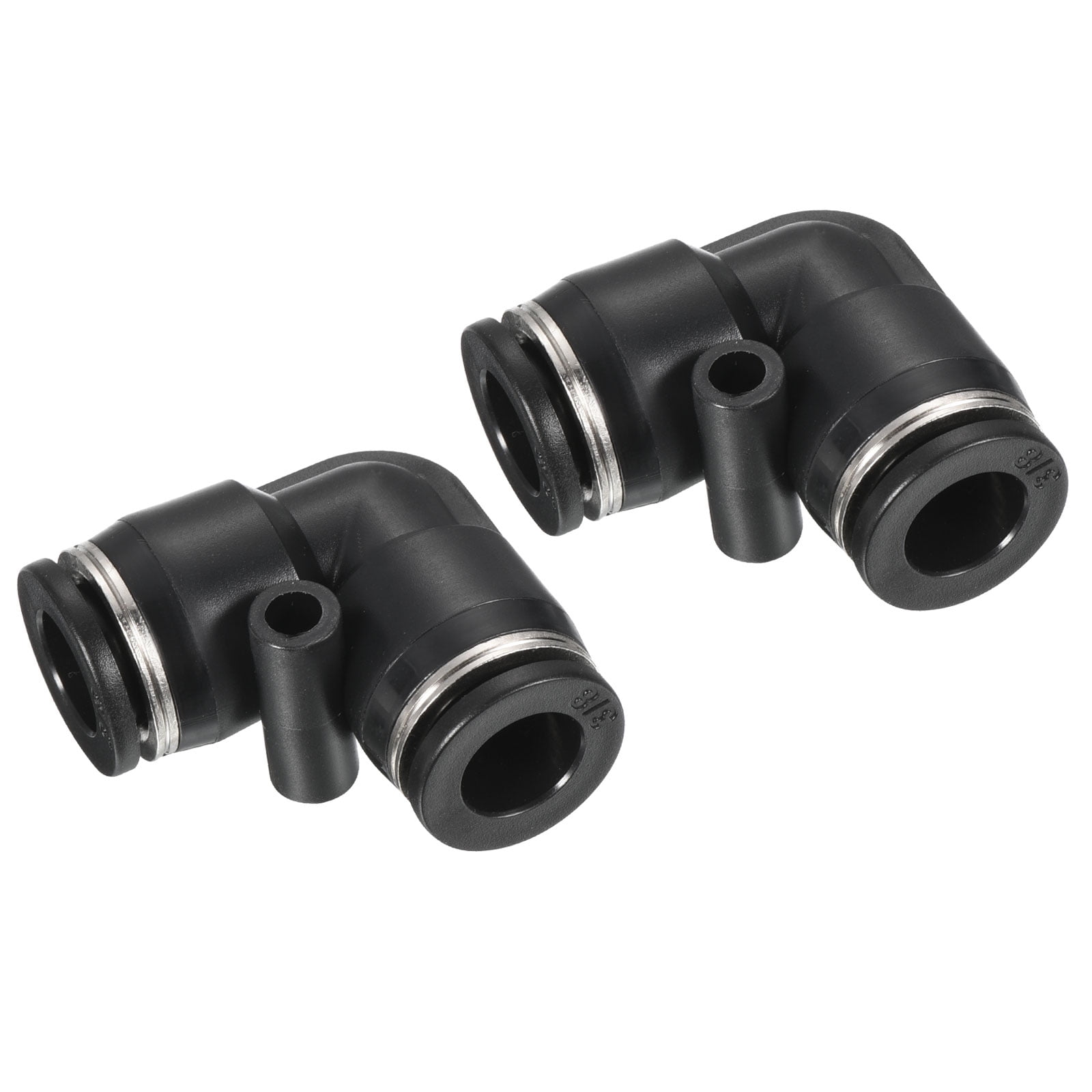 Uxcell Elbow 3/8" Push to Connect Pneumatic Air Line Fitting, Black 2 Pack