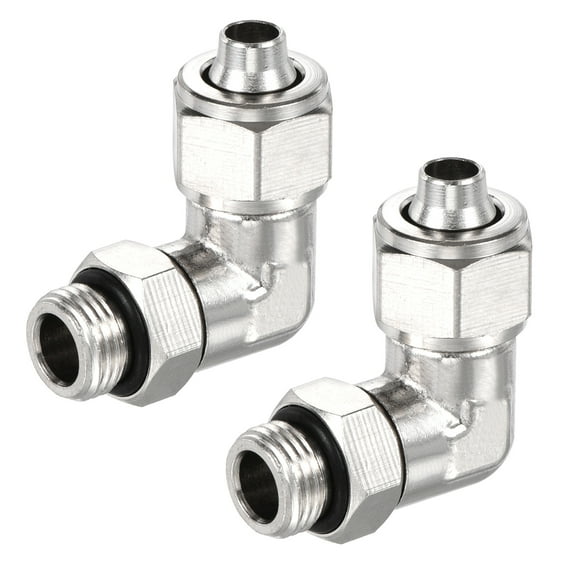 Uxcell Elbow Tube Fitting G1/8 Male Thread Fit for 8mm Tube OD Nickel-plated Copper 2 Pack