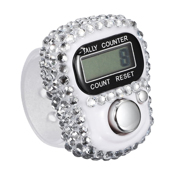Uxcell Electronic Finger Tally Counter, Resettable Mini Lap Finger Counter Hand Tally Clicker 1 Pack & White-Fitting for (Golf/Cargo Counting/Lap Counting/Attendance/Sporting Events)