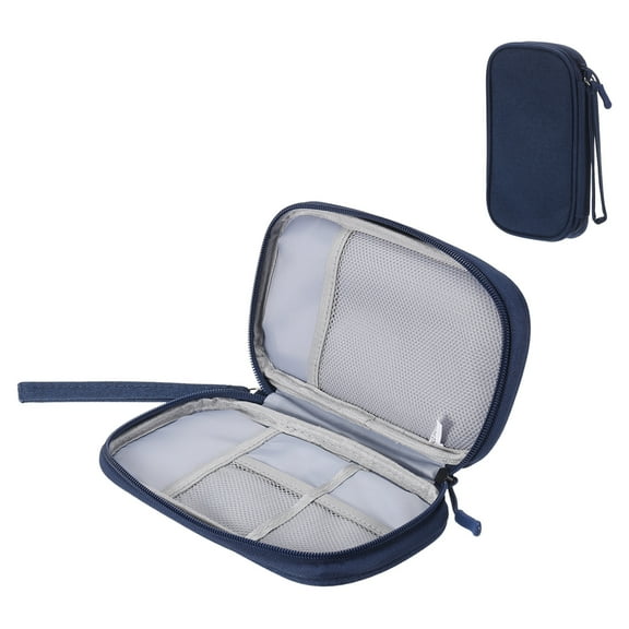 Uxcell Electronic Organizer Case Travel Cable Bag Single Layer Waterproof Case for Cable,Navy 190x110x35mm
