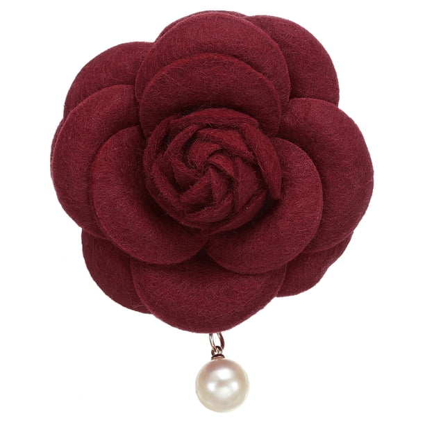 Vintage Brooches And Pins Burgundy Uxcell Elegant Camellia Flower