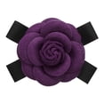 thumbnail image 1 of Uxcell Elegant Camellia Flower Brooches Faux Wool Flower Bowknot Pins Floral Corsage for Women Dark Purple, 1 of 6