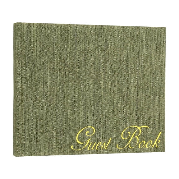 Uxcell Elegant Guestbook, 9"x7" Fabric Wedding Guest Book Stylish Sign in Book with 50 Blank 120GSM Paper for Receptions Birthdays Funerals Special Events, Dark Green