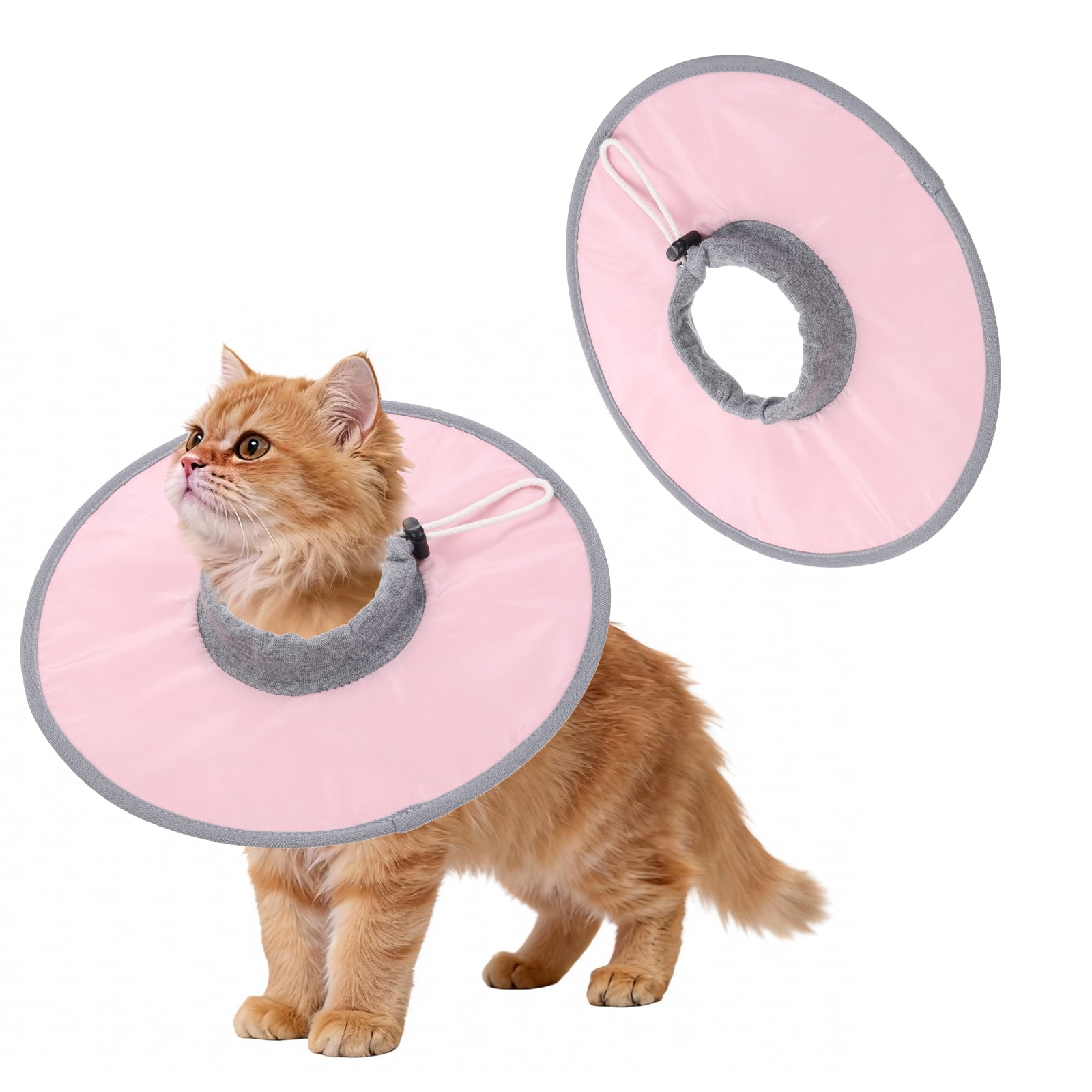 Elizabethan Collar, Waterproof Recovery Collar Adjustable Soft Recovery Cone ( Polyester, M, Pink ) for Small Puppies Kittens Cats Stop Scratching Protective at Walmart