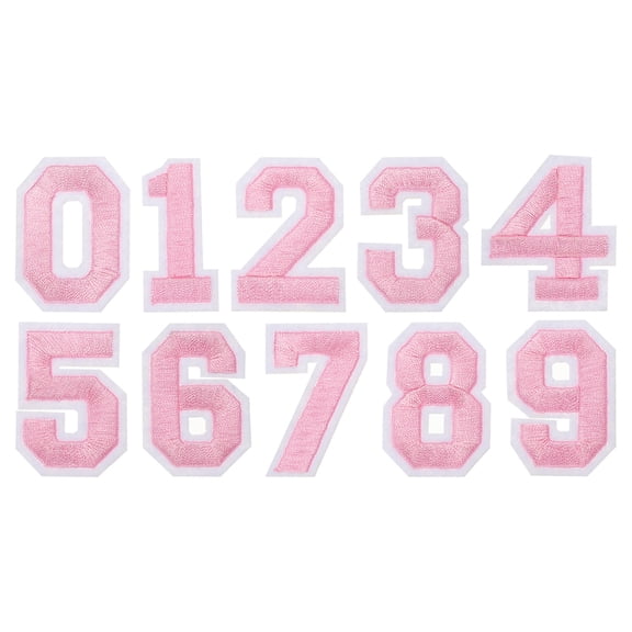 Uxcell Embroidered Numbers Patches, Numbers 0-9 Applique Embroidered Patch Sew on Decals 1.77 Inch, Pink 10 Pcs
