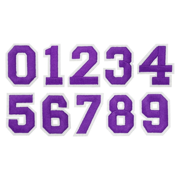 Uxcell Embroidered Numbers Patches, Numbers 0-9 Applique Embroidered Patch Sew on Decals 1.77 Inch, Purple 10 Pcs