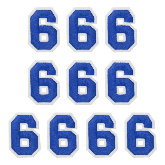 Uxcell Embroidered Numbers Patches, Numbers 6 Applique Embroidered Patch Sew on Decals 1.77 Inch, Blue 10 Pcs