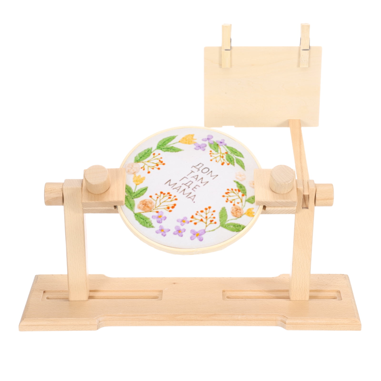 Uxcell Embroidery Hoop Stand, Adjustable Beech Wood Cross Stitch Holder 360 Degree Rotated for DIY Art Craft