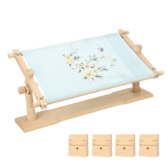 Uxcell Embroidery Hoop Stand, Adjustable Beech Wood Cross Stitch Holder for DIY Art Craft, Style 2