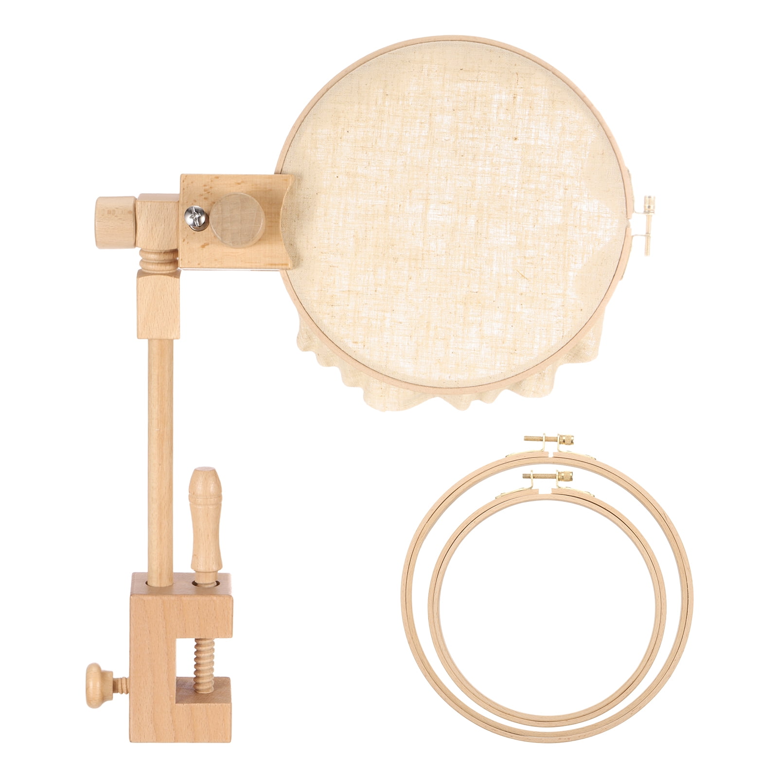 Uxcell Embroidery Hoop Stand, Adjustable Beech Wood Cross Stitch Holder for DIY Art Craft, with 6" & 8" Embroidery Hoop