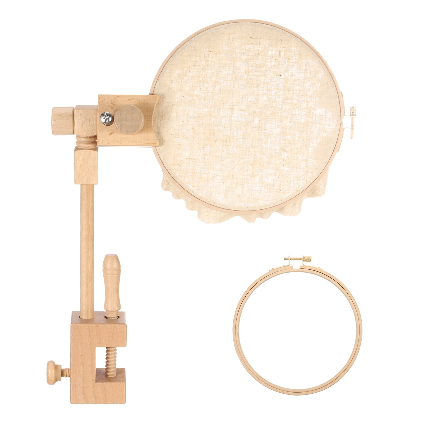 Uxcell Embroidery Hoop Stand, Adjustable Beech Wood Cross Stitch Holder for DIY Art Craft, with 6" Embroidery Hoop
