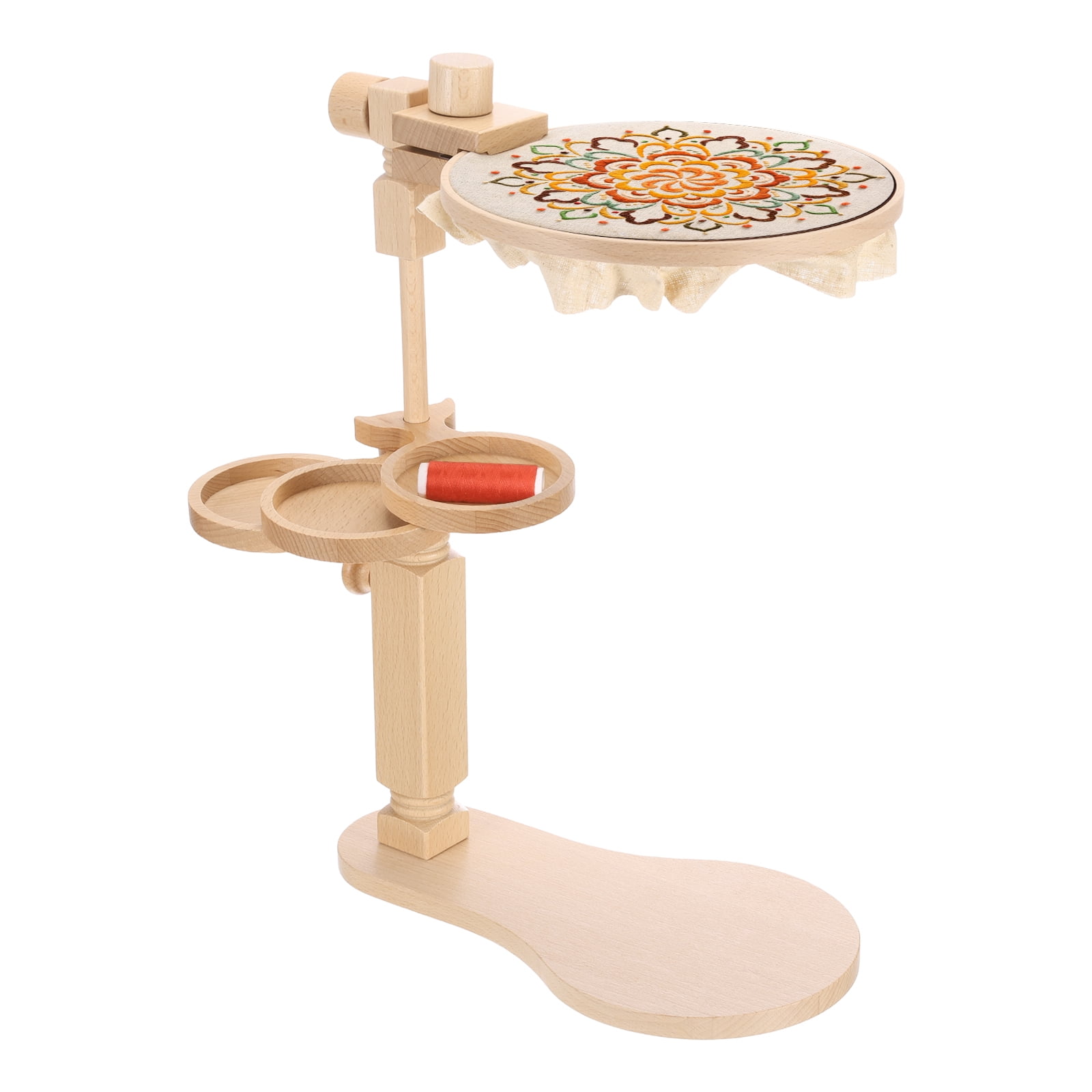 Uxcell Embroidery Hoop Stand, Adjustable Beech Wood Cross Stitch Holder