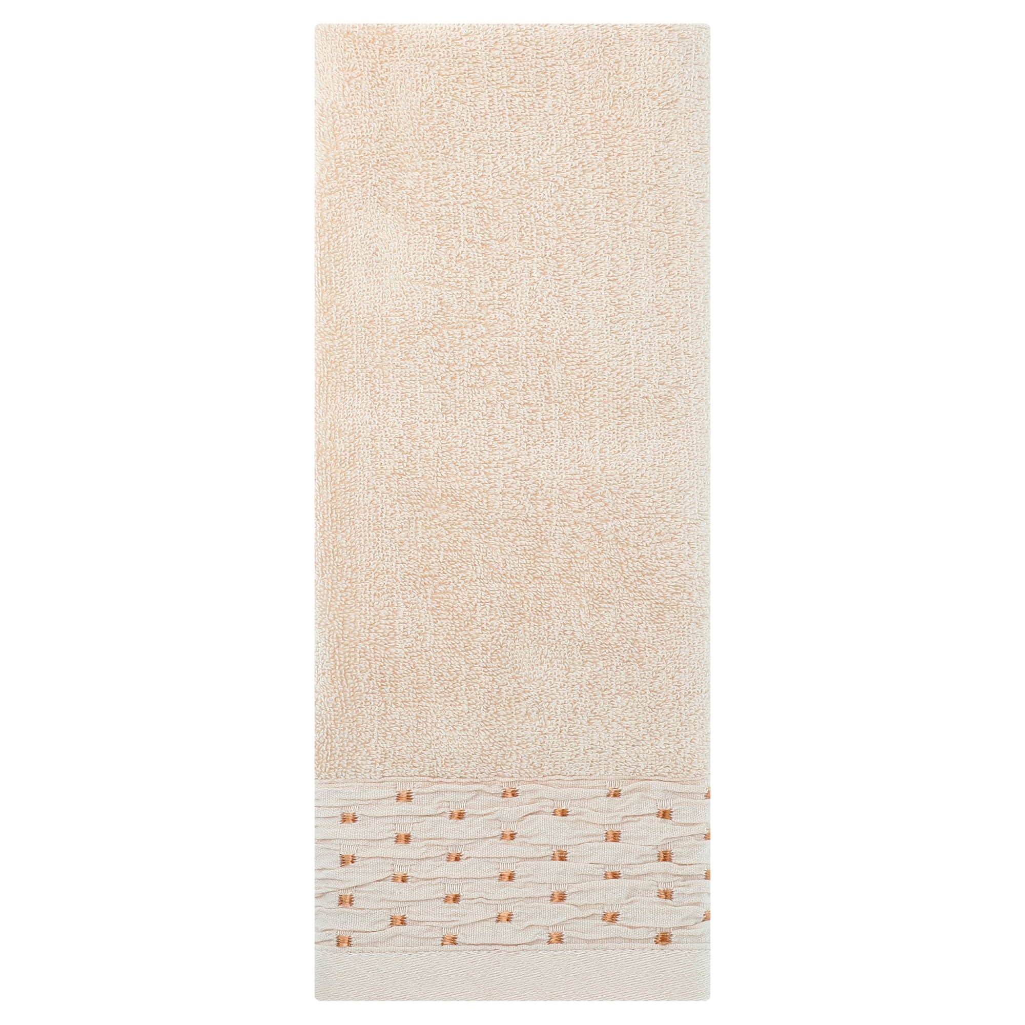 REGALWOVEN Embroidery Pattern Hand Towels Set, Cotton Hand Towels for Bathroom, Kitchen 14" x 30" Light Brown 4-Piece